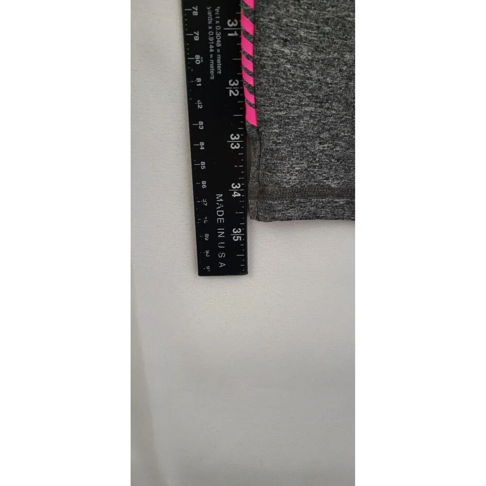 Justice Girls Leggings Size 14 Gray Pink Striped Athletic Stretch Activewear